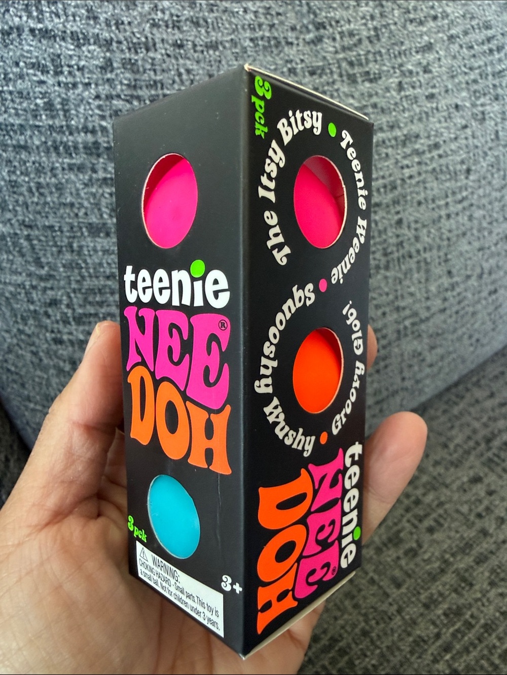 BNIB NeeDoh Teenie Groovy Glob 3-Pack, Pink/Orange/Blue